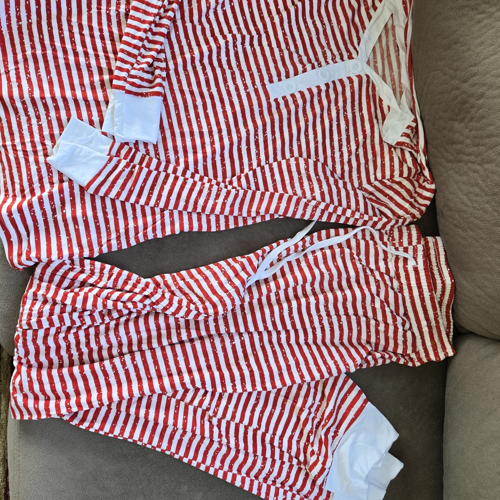 Red and White Striped Woman PAJAMA set